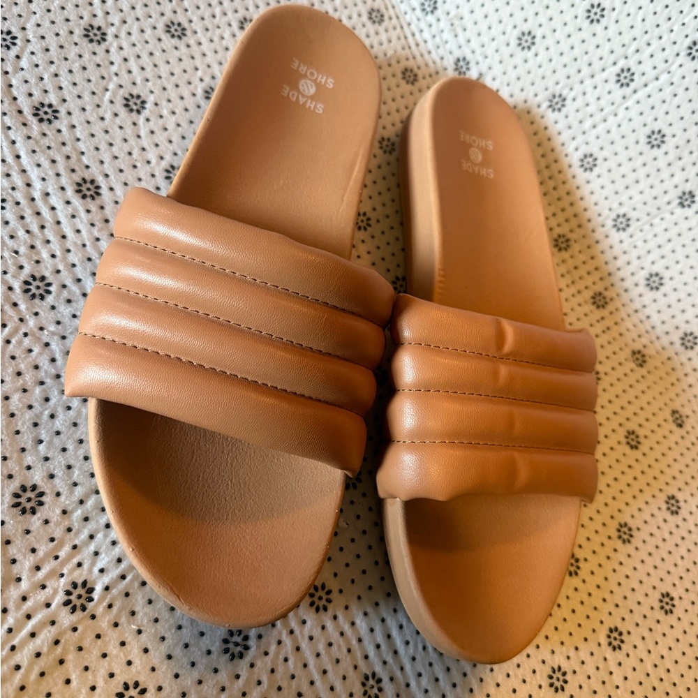 Tan Slide Sandals by Slide and Shore NEW